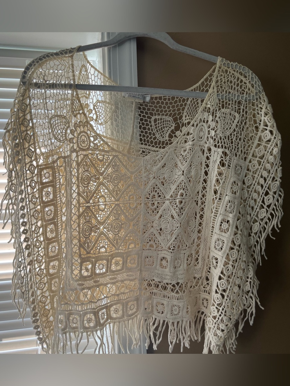Solitaire Cream Crochet Openwork Kimono